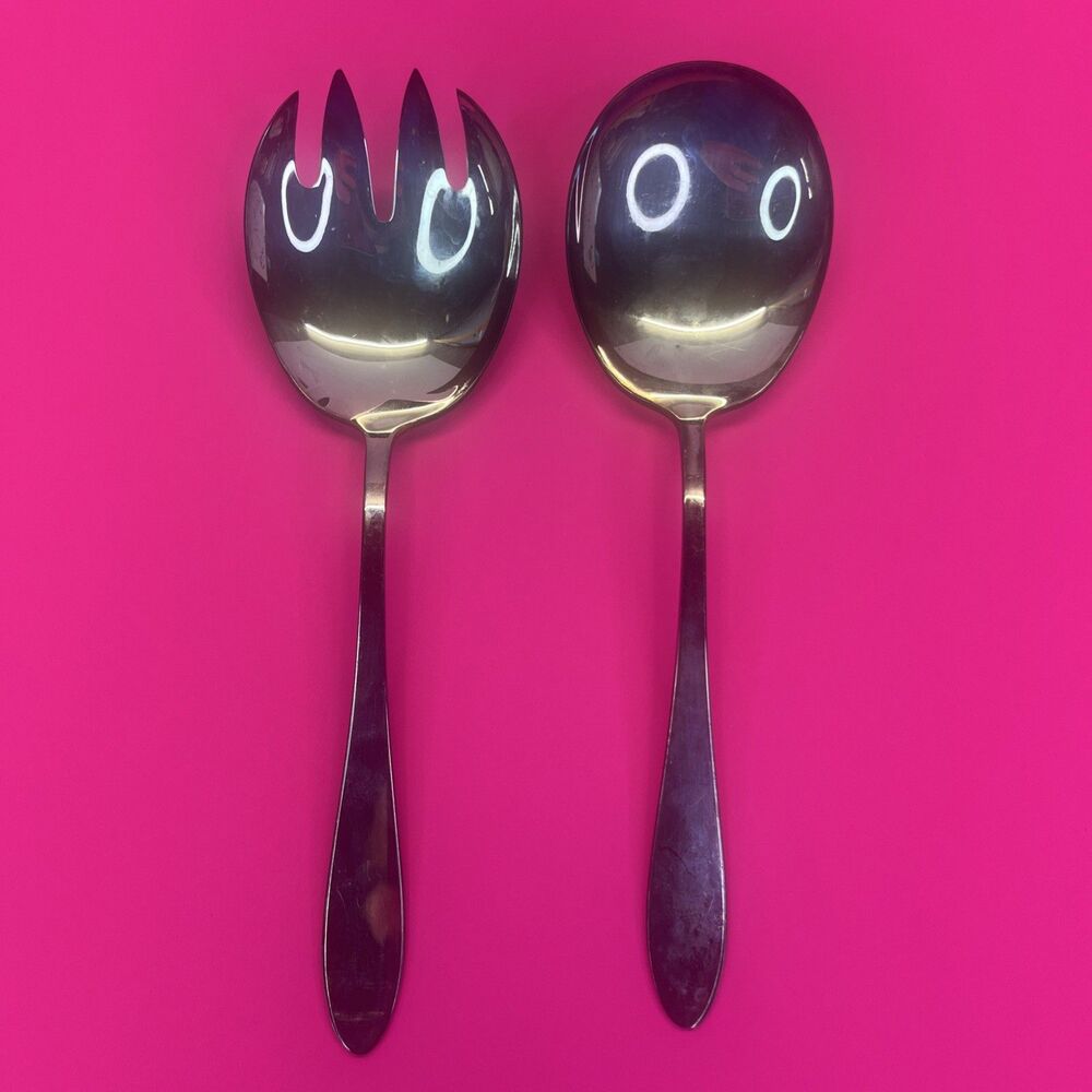 Reed & Barton Silverplate Salad Serving Spoon & Fork Set Vintage Vtg